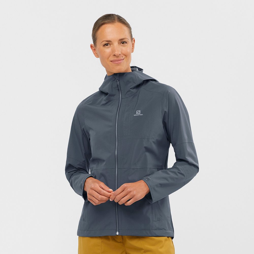 Salomon Israel OUTRACK WATERPROOF 2.5L - Womens Jackets - Dark Gery (LQFW-48536)